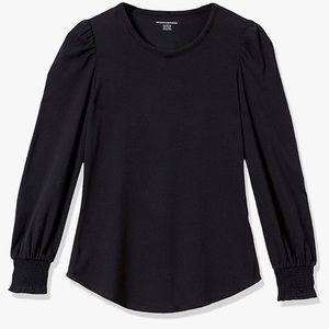 Amazon Essentials Women's Long-Sleeve Crewneck Smocked Cuff T-Shirt